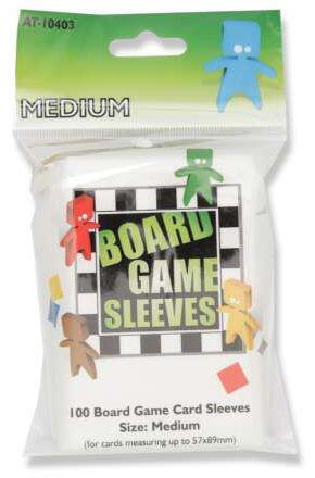 Board Game Sleeves - Original - Medium, 57 x 89 mm indeholder 100 kortlommer, der passer til en lang række brætspil som f.eks. ‘Munchkin’, ‘A Game of Thrones’, ‘Ticket to Ride’