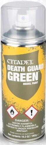 Death Guard Green Citadel Colour spraydåser fungerer som primer og base til maling af warhammer figurer