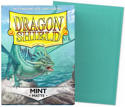 Få 100 stk. Matte Sleeves fra Dragon Shield, i en turkis farve