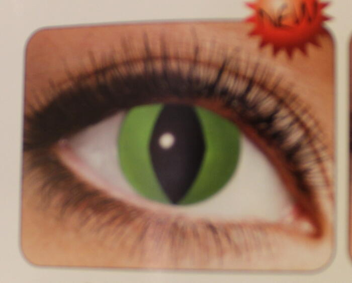 Halloween - Kontaktlinse, Neon grøn katte øjne