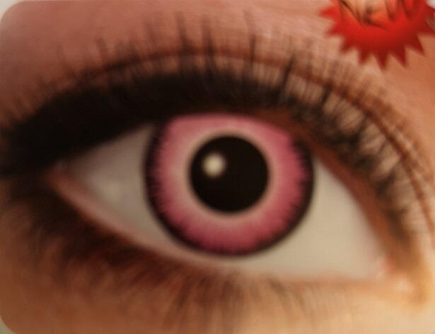 Halloween - Kontaktlinse, pink øjne