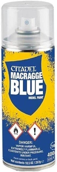 Macragge Blue spray fra Citadel Colour fungerer som primer og base til maling af warhammer figurer