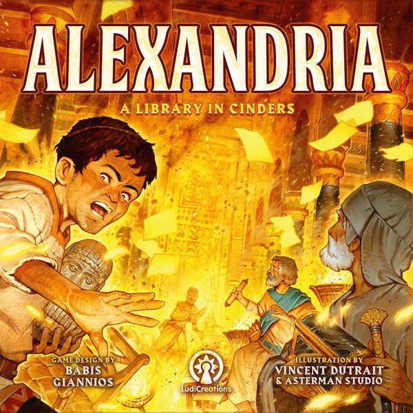 Alexandria -  brætspil hvor I skal redde bøger fra det brændende bibliotek