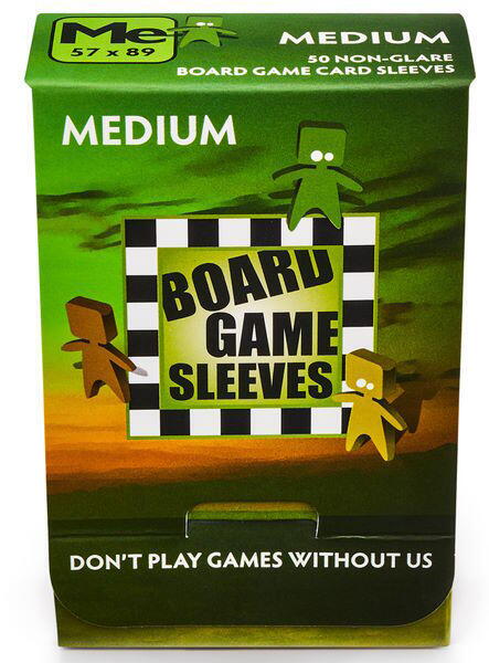 Board Games Sleeves - Non-Glare - Medium, 57 x 89 mm fra Arcane Tinemen giver dine kort kvalitets beskyttelse fra omgivelserne