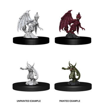 Denne D&D monster pakke: D&D Nolzur's Marvelous Miniatures - Quasit & Imp kommer med 4 stks mini monstre
