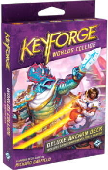 KeyForge Worlds Collide Deluxe Deck - Indeholder et dæk, og alle de tokens man skal bruge til én spiller
