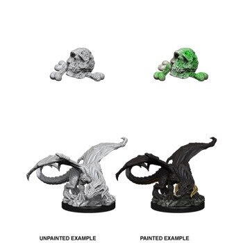 D&D Nolzur's Marvelous Miniatures - Black Dragon Wyrmling: Pakke med 2 figurer parat til at blive malet