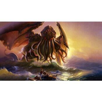 Kraken Wargames Playmats - Cthulhu - Spilmåtte hvor H.P. Lovecrafts frygtelige skabning er afbilledet
