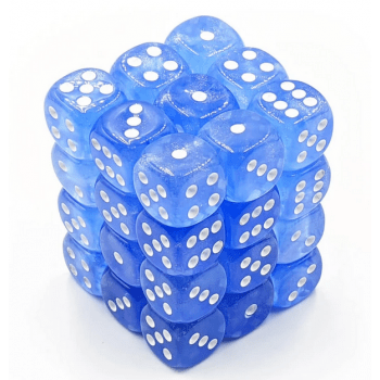 12 mm Dice Block – Borealis, Himmelblå med Hvid fra Chessex indeholder 36 flotte terninger