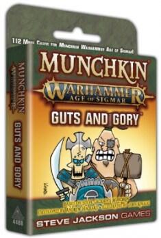 Munchkin Warhammer Age of Sigmar: Guts and Gory er den tredje udvidelse, og tilføjer Gutbuster Mawtribe og Ossiarch Bonereapers fraktionerne