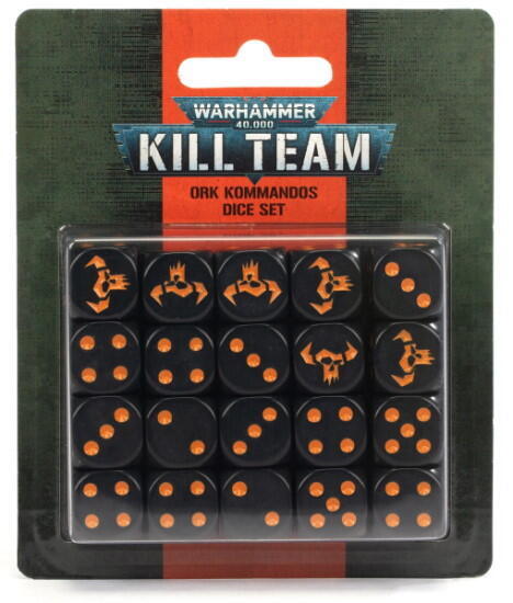 Ork Kommandos Dice Set er det oplagte sæt terninger til at fyre uhyre mængder dakka i hovedet på din Kill Team modstander