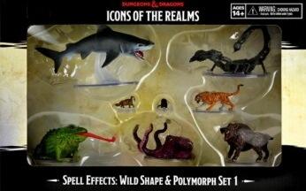 Spell Effects: Wild Shape & Polymorph Set 1 fra Icons of the realm giver dig nogle af de mest gængse væsner til transformationer. Nogle i naturlig størrelse, andre kæmpe store.