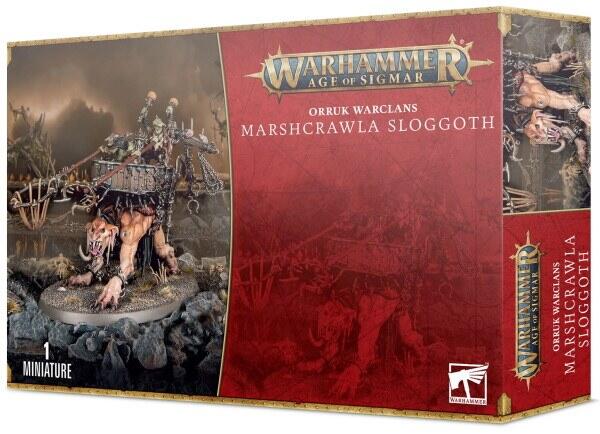 Marshcrawla Sloggoth er en Kruleboyz Orruk Warclans enhed til Warhammer Age of Sigmar, med grots ridende på dens ryg