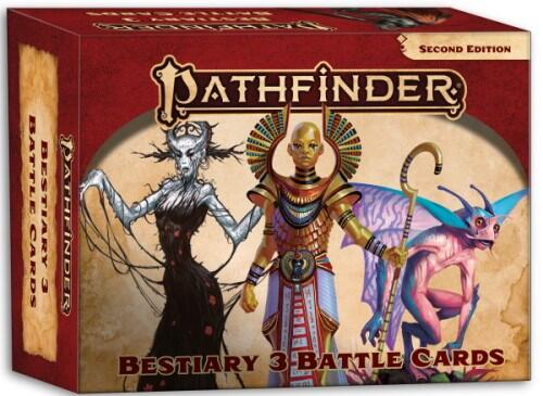 Bestiary 3 Battle Cards giver dig reference kort til alle monstre fra denne Pathfinder sourcebook
