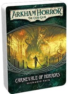 Carnevale of Horrors Scenario Pack indeholder et selvstændigt scenarie til Arkham Horror: The Card Game