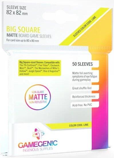 Matte - Lime - Big Square-Sized Sleeves, 82 x 82 mm fra Gamegenic har et godt shuffle-feel