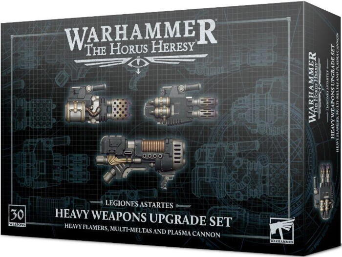 Heavy Weapons Upgrade Set: Heavy Flamers, Multi-meltas and Plasma Cannons giver dig mulighed for at opgradere op til 30 legionaries til Horus Heresy