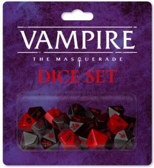Vampire: The Masquerade Dice Set indeholder 18 terninger til dette rollespil