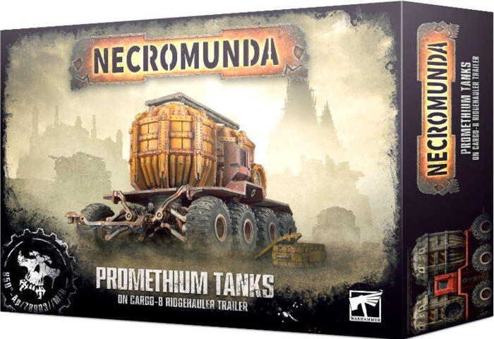 Promethium Tanks on Cargo-8 Ridgehauler Trailer kan hægtes på en Ridgehauler i Necromunda figurspillet