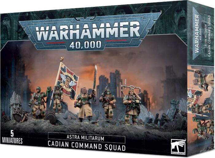 Cadian Command Squad indeholder en officer og fire veteraner til din Astra Militarum hær i Warhammer 40.000