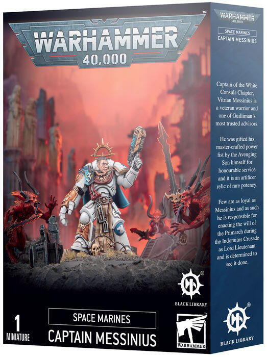 Captain Messinius er kendt fra Dawn of Fire Black Library bog-serien, og kan nu endeligt bruges i denne Warhammer 40.000 slag