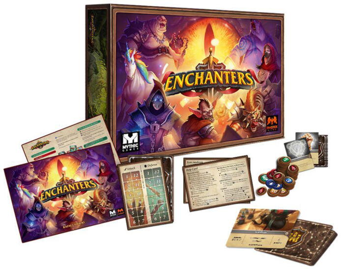 Enchanters er et brætspil, hvor spillerne konkurrer om at bygge de bedste artefakter og besejre monstre