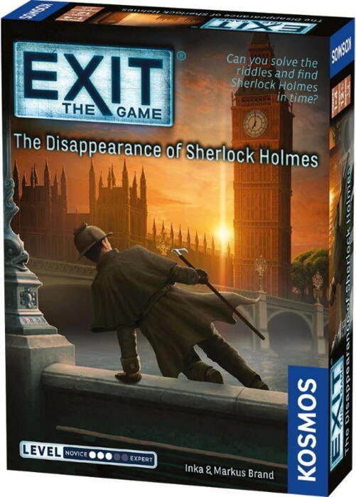 I dette Exit brætspil, af escape room typen skal du hjælpe Dr. Watson i at bevise Sherlock Holmes uskyld i mordet på forfatteren Ignatius Loyde. Kan du løse mysteriet om hvordan det skete og hvem der står bag.