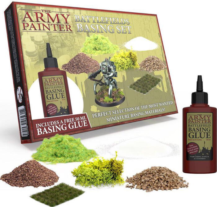 Battlefields Basing Set fra The Army Painter giver et sæt af forskellige base materialer, der kan bruges til miniaturer til f.eks. Warhammer eller rollespil