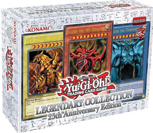 Legendary Collection Box: 25th Anniversary Edition til kortspillet Yu-Gi-Oh! indeholder 6 boosters, 6 sjældne kort og et i en speciel rarity