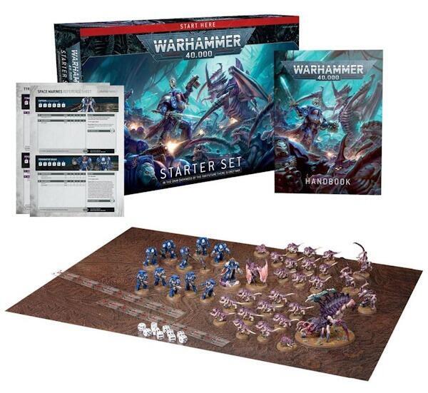 Warhammer 40.000 Starter Set indeholder to mellemstore hære, en af Space Marines, og en af Tyranids