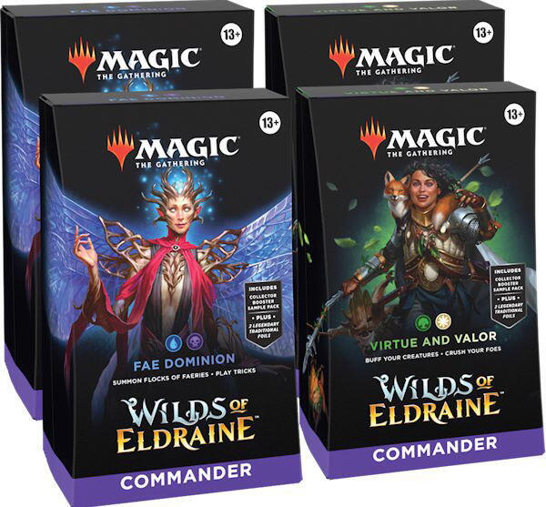 Wilds of Eldraine Commander Deck lader dig vælge mellem 2 forskellige dæk fra denne Magic: The Gathering serie