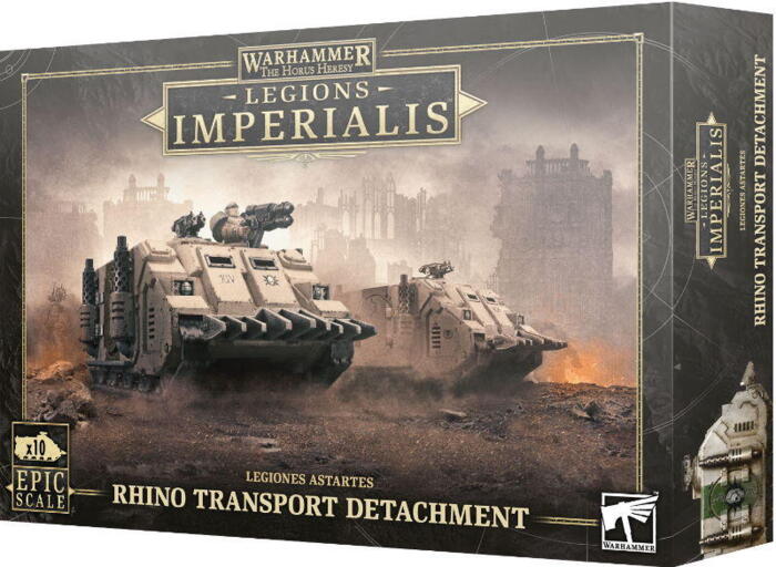 Rhino Transport Detachment indeholder alt hvad du skal bruge for at bygge 10 Rhino modeller til Legions Imperialis