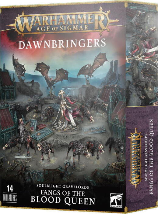 Dawnbringers: Fangs of the Blood Queen indeholder en styrke af Soulblight Gravelords miniaturer til Warhammer Age of Sigmar