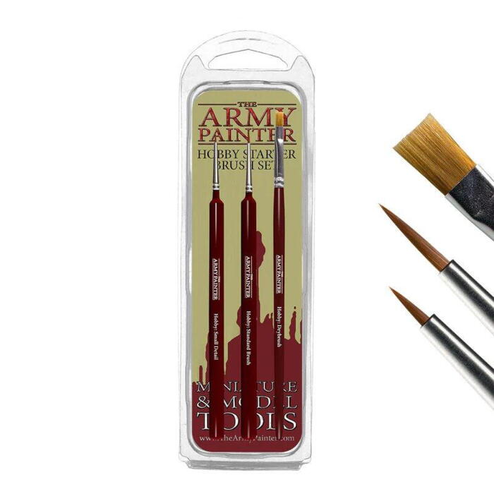 Hobby Starter Brush Set fra the Army Painter indeholder tre pensler, som giver en ny maler et godt udgangspunkt