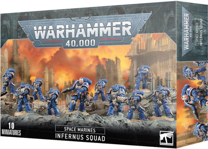 Infernus Squad bruger flammespyttende våben til at jage deres fjender ud af dækning i figurspillet Warhammer 40.000