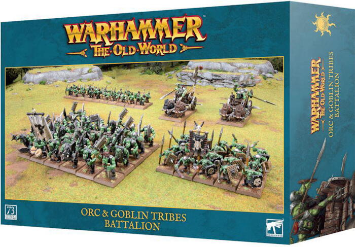 Orc & Goblin Tribes Battalion indeholder en komplet starterhær til denne fraktion fra Warhammer: the Old World