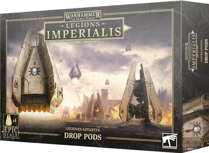 Drop Pods bliver brugt som transport og præcis ildstøtte i figurspillet Legions Imperialis