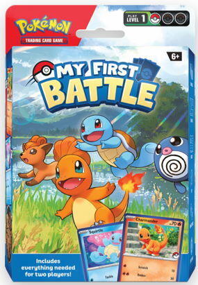 Pokémon My First Battle Box med Charmander og Squirtle til nybegyndere der vil lære at spille Pokémon kortspillet.
