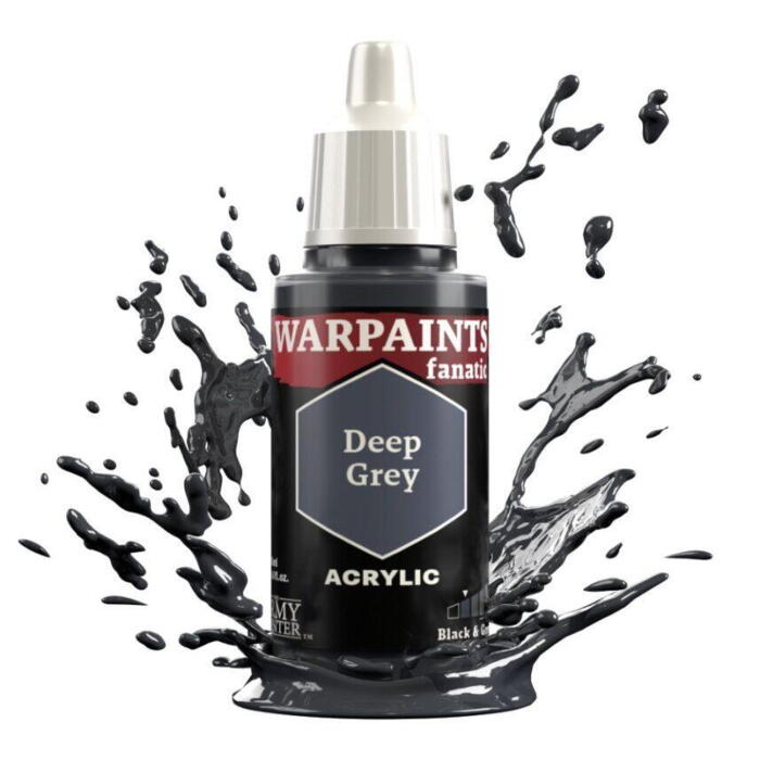 Warpaints Fanatic: Deep Grey er en mørkegrå figurmaling fra the Army Painter til f.eks. rollespilsfigurer