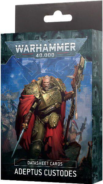 Dette kortssæt indeholder 23 kort til at organisere dine Adeptus Custodes-styrker i Warhammer 40.000.