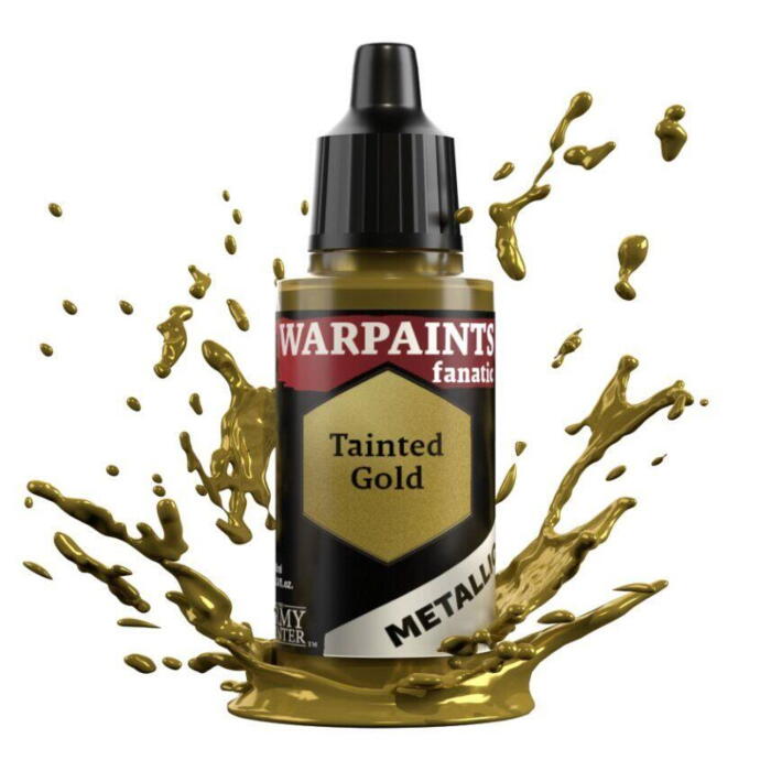 Warpaints Fanatic Metallic: Tainted Gold fra the Army Painter er en metallisk figurmaling til f.eks. rollespilsfigurer til D&D eller Pathfinder