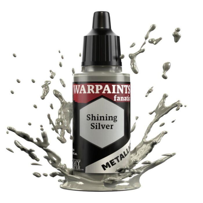 Warpaints Fanatic Metallic: Shining Silver er en metallisk figurmaling fra the Army Painter til rollespilfigurer og figurspil som Warhammer og BattleTech
