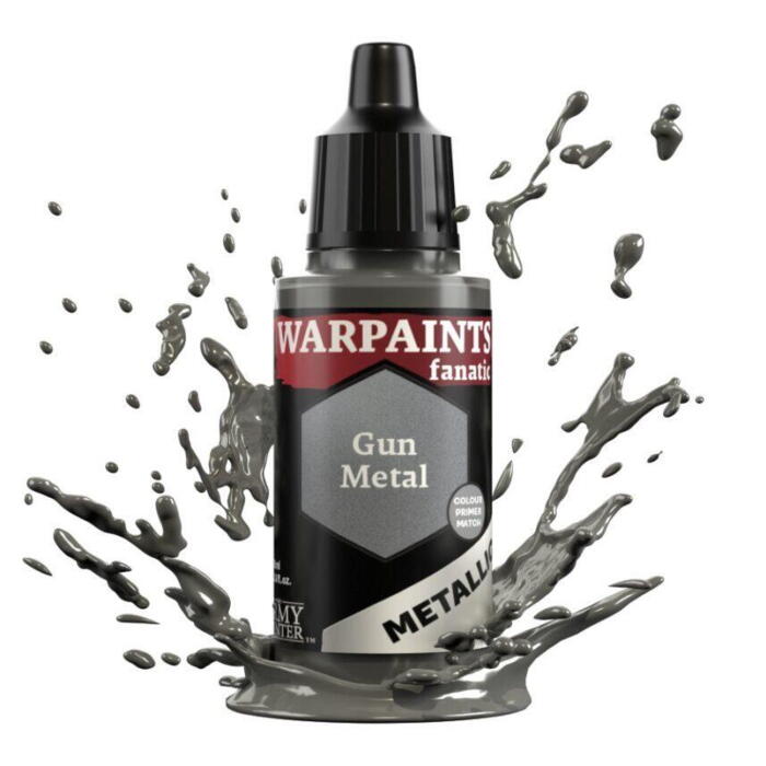 Warpaints Fanatic Metallic: Gun Metal er en metallisk figurmaling fra the Army Painter til rollespilsfigurer og figurspil