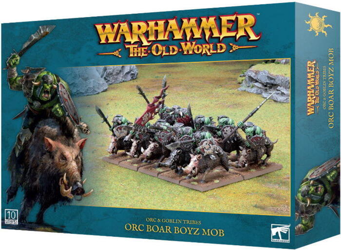 Orc Boar Boyz Mob indeholder 10 af disse tunge gangere til Orc & Goblin Tribes i Warhammer: the Old World