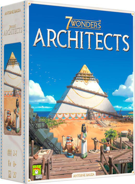 I 7 Wonders: Architects konkurrerer 2-7 spillere om at opnå lederskab i den antikke verden ved at konstruere et tidløst arkitektonisk mesterværk