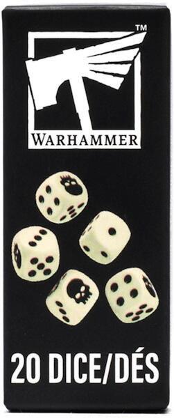 Her finder du 20x D6 terninger til brug i spil som Warhammer