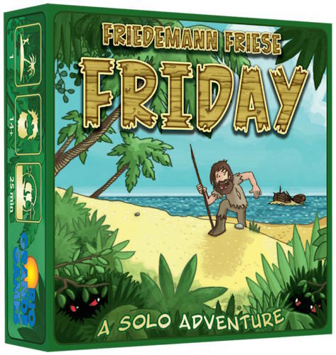 Friday er et solo-brætspil hvor du skal hjælpe Robinson med at overleve din ø