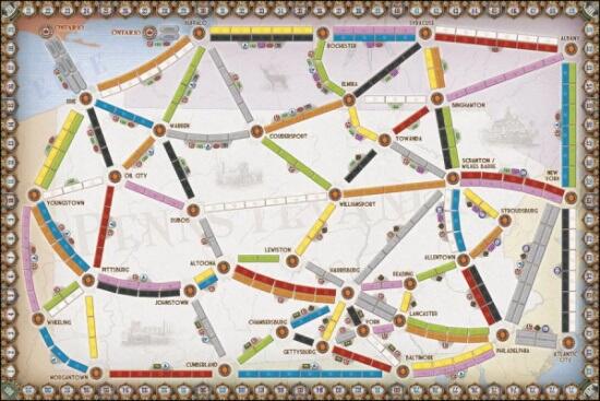 Ticket to Ride - Map Collection 5: United Kingdom & Pennsylvania bræt for Pennsylvania
