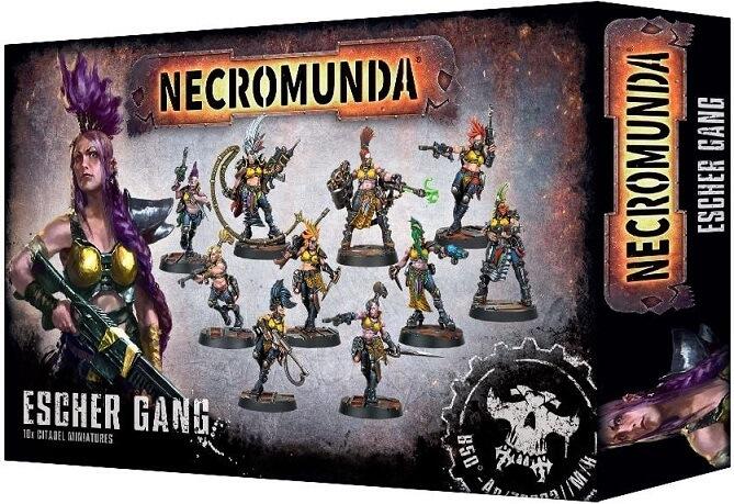 Assemble your own Escher gang – or add to the miniatures found in the Necromunda: Underhive box – with this set of 10 plastic miniatures. They’ve been designed to provide you with a huge amount of variety and options in assembly, meaning every gang will be unique