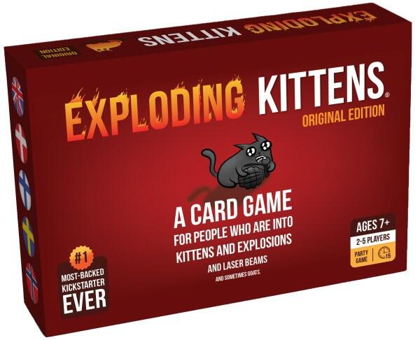 Indpakningen til den nordiske oversættelse af den originale udgave af Exploding Kittens